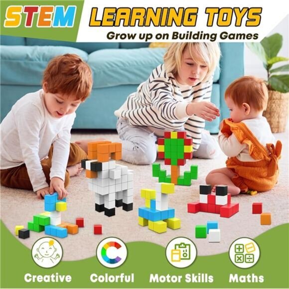Magnetic Blocks,1.21 48PCS Large Magnetic Building Dominican  48PCS Magnetic Blocks for Toddlers Toys, Large Magnetic Cube Toys‎ for Sensory